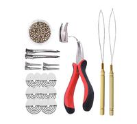 Hair Extensions Kit: I-tip Hair Pliers,Pulling Needle,Loop Threader and 500 Pieces 2.5mm Hair Extension Nano Beads Rings (Gray Blonde)