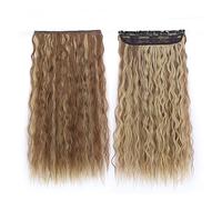Hair Extensions Long Synthetic Water Wavy Clip In Hair Extensions, Thick Long Loose Waves Hair Extensions Invisible Lace Weft Natural Soft Hairpieces for Women Hair Pieces(12H24,22inches(55cm))