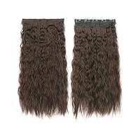 Hair Extensions Long Synthetic Water Wavy Clip In Hair Extensions, Thick Long Loose Waves Hair Extensions Invisible Lace Weft Natural Soft Hairpieces for Women Hair Pieces(4,22inches(55cm))