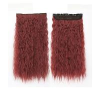 Hair Extensions Long Synthetic Water Wavy Clip In Hair Extensions, Thick Long Loose Waves Hair Extensions Invisible Lace Weft Natural Soft Hairpieces for Women Hair Pieces(BURG,22inches(55cm))