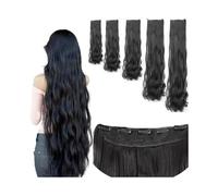 Hair Extensions Long Wave Hair Clip in Extensions One Piece Synthetic Hair Extensions 14 18 22 32 40 inch Natural Black Clip in Hair Extensions with 5 Clips Human Hair Clip in Extensions(18inches)