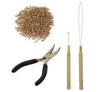 Hair Extensions Pliers Tool Kit Hair Pliers Pulling Hook Bead Device Loop Threader and 500pcs 5.0mm Silicone Lined Micro Rings (Dark Blonde)