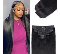 Hair Extensions Straight Clip In Hair Extensions Natural Human #1b 120g Full Head Set Ins Hair Pieces
