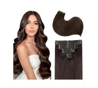 Hair Extensions Straight Clip In Hair Extensions Real Human 8Pcs In Dark Brown with 18 Clips Hair Pieces