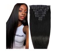 Hair Extensions Straight Clip in Hair Extensions Real Human Hair Clip ins Hair Extensions for Women 8pcs Clip on Hair Extensions 8pcs/120g Brazilian Remy Natural Black Human Hair Human Hair Clip in Ex