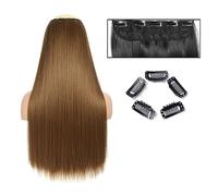 Hair Extensions Straight Hair Extensions 24" Long Straight One Piece 5Clips Clip in Hair Extensions Synthetic Hairpieces for Woman Hair Pieces(SG66 6)