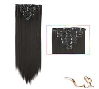 Hair Extensions Synthetic 22inch clip in hair Long Straight Hair Extension High Tempreture ombre Hairpiece Extensions for Women Girls, 7pcs/set Hair Pieces(SC66 2)