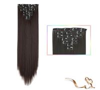 Hair Extensions Synthetic 22inch clip in hair Long Straight Hair Extension High Tempreture ombre Hairpiece Extensions for Women Girls, 7pcs/set Hair Pieces(SC66 4)