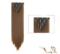 Hair Extensions Synthetic 22inch clip in hair Long Straight Hair Extension High Tempreture ombre Hairpiece Extensions for Women Girls, 7pcs/set Hair Pieces(SC66 12)