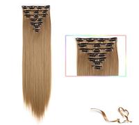 Hair Extensions Synthetic 22inch clip in hair Long Straight Hair Extension High Tempreture ombre Hairpiece Extensions for Women Girls, 7pcs/set Hair Pieces(SC66 18)