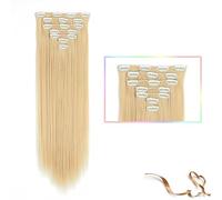 Hair Extensions Synthetic 22inch clip in hair Long Straight Hair Extension High Tempreture ombre Hairpiece Extensions for Women Girls, 7pcs/set Hair Pieces(SC66 9)