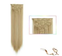 Hair Extensions Synthetic 22inch clip in hair Long Straight Hair Extension High Tempreture ombre Hairpiece Extensions for Women Girls, 7pcs/set Hair Pieces(SC66 18H613)