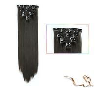 Hair Extensions Synthetic 22inch clip in hair Long Straight Hair Extension High Tempreture ombre Hairpiece Extensions for Women Girls, 7pcs/set Hair Pieces(SC66 8)