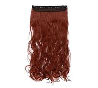 Hair Extensions Synthetic Hair Extensions 24Inch Hair ExtensionsLong Wavy Women Clip In One Piece Hair Extensions Black Brown Fake clip Hairpiece for women Hair Pieces(Brown mix grey)