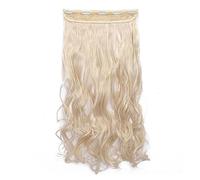 Hair Extensions Synthetic Hair Extensions 24Inch Hair ExtensionsLong Wavy Women Clip In One Piece Hair Extensions Black Brown Fake clip Hairpiece for women Hair Pieces(Platiumn blonde)