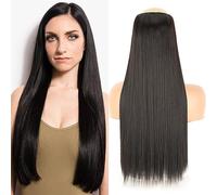 Hair Extensions Thick Long Straight Synthetic Long Straight 5 Clip In Hair Extensions 55/80cm Heat Resistant One Piece Fake Hairpiece for Women Naturtal Black Brown Hair Pieces(10-86-01,55cm 120g)