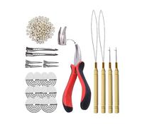 Hair Extensions Tools Kit: I-Tip Hair Pliers, Pulling Needle, Loop Threader and 200 Pieces 5.0mm Silicone Hair Extension Rings Beads Links (Blonde)