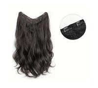 Hair Extensions U-shaped Clip In Hair Extensions 3/4 Full Head Instant One Piece Long Wavy Hair Extensions Heat Resistance Synthetic Clip in Hair Extensions Human Hair Clip in Extensions(Brown Black,2