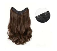 Hair Extensions U-shaped Clip In Hair Extensions 3/4 Full Head Instant One Piece Long Wavy Hair Extensions Heat Resistance Synthetic Clip in Hair Extensions Human Hair Clip in Extensions(Light Brown,2