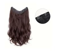 Hair Extensions U-shaped Clip In Hair Extensions 3/4 Full Head Instant One Piece Long Wavy Heat Resistance Synthetic in(Dark Brown,20inches)