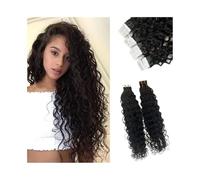 Hair Extensions Wave Hair Tape Extensions Black 20Pcs 50g Seamless Double Sided Hair Tape Wigs(22 inch)