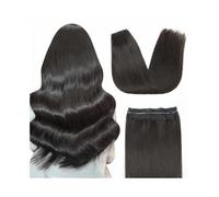 Hair Extensions Wire Hair #1B 100Gram Straight Layered Natural Hairpiece with Transparent Fish Line Human Hair Extensions Hair Pieces(22 inches)