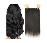 Hair Extensions Wire Hair Extensions Real Human, 14-20 Inch One Piece Straight Invisible Fish Line Clip in Natural Black Color Invisible(20inches 80g)