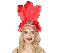Hair Feathers Sequin Feather Headband Headdress Elastic 1920s Flapper Headpiece Vintage Flapper Headband Accessories Set for Party Event Wedding Festival Carnival Headdress (Red, One Size)