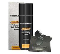 Hair Fibres GROOMARANG Keratin Hair Building Fibres for Thinning Hair - Instantly Conceals Thinning Areas for Fuller Thicker Hair - For Men & Women 28g PLUS Hairline Optimiser (Black)