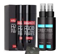Hair Fibres x2 VOLUMON Keratin Hair Building Fibres for Thinning Hair - Instantly Conceals Thinning Areas for Fuller Thicker Hair - For Men & Women 28g + Fibre Hold Spray x2 & Optimiser (Auburn)