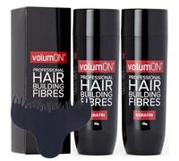 Hair Fibres x2 VOLUMON Keratin Hair Building Fibres for Thinning Hair - Instantly Conceals Thinning Areas for Fuller Thicker Hair - For Men & Women 28g x2 + Hairline Optimiser (Grey)