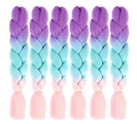 Hair for Braiding- 6pcs/kit Braid Extensions Ombre Rainbow Colors Green Pink Jumbo Braids Synthetic Kanekalon Braid Hair 100g/pc
