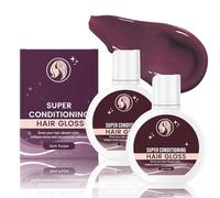 Hair Gloss Colour Super Conditioning - Chocolate Gleam for Natural Medium to Dark Brown Hair - Rinse-Out Semi-Permanent Color and Shine Enhancer - 100g (1/100ML, Dark Purple 2PCS)