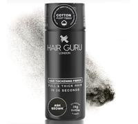 Hair Guru London Hair Fibres - 28g Bottle - Instant Thickening Cotton Hair Fibres - Covers Bald Spots and Thinning Hair - Waterproof Hair Powder Concealer - Unisex - Ash Brown