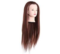 Hair Hairdresser Training 100% Real Hair Doll Head, Mannequin Dolls Salon Tools For Canvas Block Mannequin Head Hairdresser For Polystyrene Heads Head Wig Head Stand [Brown]