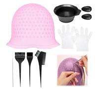 Hair Highlight Cap Set, Wiederverwendbare Silikon-Haarkappe für Strähnchen, Komplettes Set mit Pinsel und 2 Handschuhen, Einfache Anwendung für DIY Strähnchen Zuhause oder im Salon
