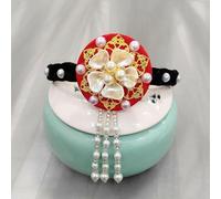 Hair Hoop Stage Performance Headband, Sweet Pearl Korean Headband, Traditional Classical Hair Accessories(red)