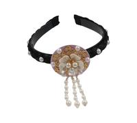 Hair Hoop Stage Performance Headband, Sweet Pearl Korean Headband, Traditional Classical Hair Accessories(pink)