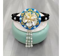 Hair Hoop Stage Performance Headband, Sweet Pearl Korean Headband, Traditional Classical Hair Accessories(blue)