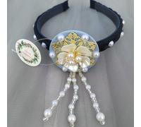 Hair Hoop Stage Performance Headband, Sweet Pearl Korean Headband, Traditional Classical Hair Accessories(light blue)