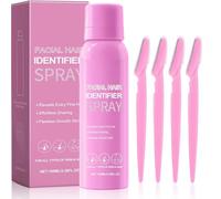 Hair Identifier Spray for Face Shaving, Hair Identifier Spray for Face Dermaplaning, Hair Removal Spray for Men & Women, Fuzz off Facial Hair Spray for All Skin And Hair Types with 4 Razors