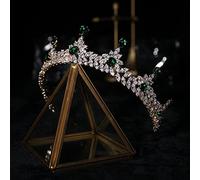 Hair Jewelry Crown for Women Colored Bridal Crowns Wedding Gold High-end Crown Vintage Headdress,White Zircon