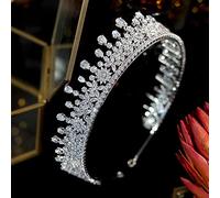 Hair Jewelry Crown for Women Cubic Zirconia Princess Crown Hair Accessories Crystal Parade Headwear Bridal Jewelry,Silver