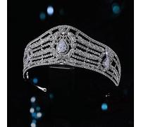 Hair Jewelry Crown for Women Wedding Bridal Headwear Crystals Parade Graduation Crown Hair Accessories Silver Tibetan Band Brides Crown,Silver