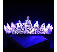 Hair Jewelry Crown Tiaras for Women 12 Styles Glowing Tiaras Rhinestone Crystal Pearl Wedding Bride Crowns with Blue Princess Crowns Diadem by GAGALU (Color : Antique Silver Plated)