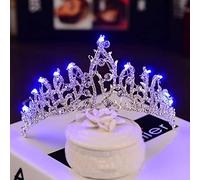 Hair Jewelry Crown Tiaras for Women 12 Styles Glowing Tiaras Rhinestone Crystal Pearl Wedding Bride Crowns with Blue Princess Crowns Diadem by GAGALU (Color : Antique Silver Plated)