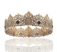Hair jewelry crown tiaras for women 18cm Royal King Round Black Tiaras Men Red Rhinestone Big Medieval Crowns Boys Witch Pageant Diadem Costume European Headpieces By BIEMBI