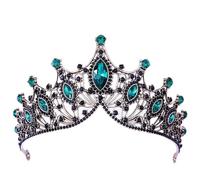 Hair jewelry crown tiaras for women Baroque Black Tiara Crown For Wedding Birthday Party Hair Jewelry Queen Bridal Bride Purple Crystal Crown Hair Accessories By (Color : Green black)