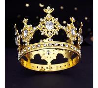 Hair Jewelry Crown Tiaras for Women Baroque Gold and Silver Colors Small Diadem Crowns and Tiaras Party Prom Birthday Cake Crown Decoration Wedding Jewelry Ornament (Color : Gold-Color)