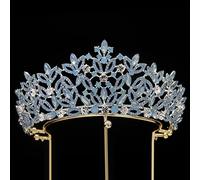 Hair Jewelry Crown Tiaras for Women Baroque Luxury Crystal Bridal Tiaras Royal Queen Crowns for Women Rhinestone Pageant Diadem Veil Tiara Wedding Hair Accessories Sky Bluemutil